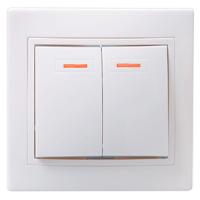 купить Кварта белый выключатель 2кл с подсветкой скрытая 10А IP20  в Йошкар-Оле Кварта белый выключатель 2кл с подсветкой скрытая 10А IP20