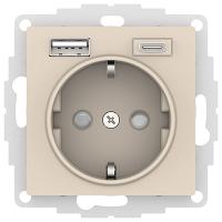 купить Атлас бежевый розетка USB type-A+type-C скрытая 2-ая  в Йошкар-Оле Атлас бежевый розетка USB type-A+type-C скрытая 2-ая