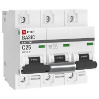 Автомат 3Р 25А C 10кА ВА47-100 EKF Basic 