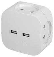 купить Разветвитель электрический ЭРА SP-4-USB-W на 4 розетки + 2xUSB 2400mA, без заземл 10А (белый) в Йошкар-Оле Разветвитель электрический ЭРА SP-4-USB-W на 4 розетки + 2xUSB 2400mA, без заземл 10А (белый)