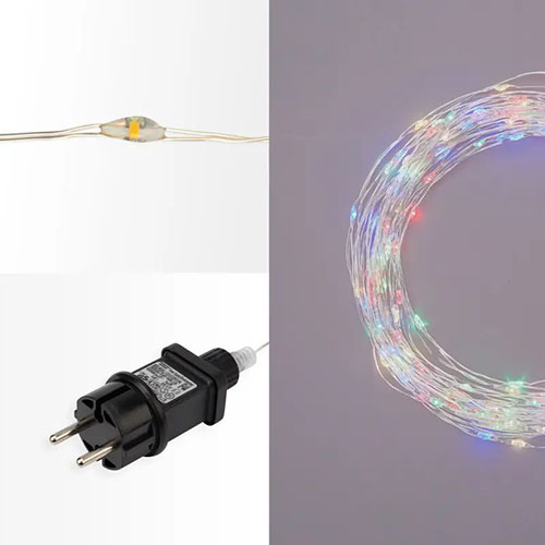 Гирлянда нить 20м мультицвет 200свд IP44 серебро провод Роса