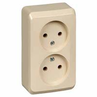 купить Этюд кремовый розетка открытая 2-мест IP20  в Йошкар-Оле Этюд кремовый розетка открытая 2-мест IP20