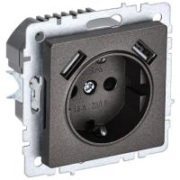 BRITE Роз. с з/к/ш 16А с USB A+A 3,1А РЮш10-2-БрТБ бр. IEK