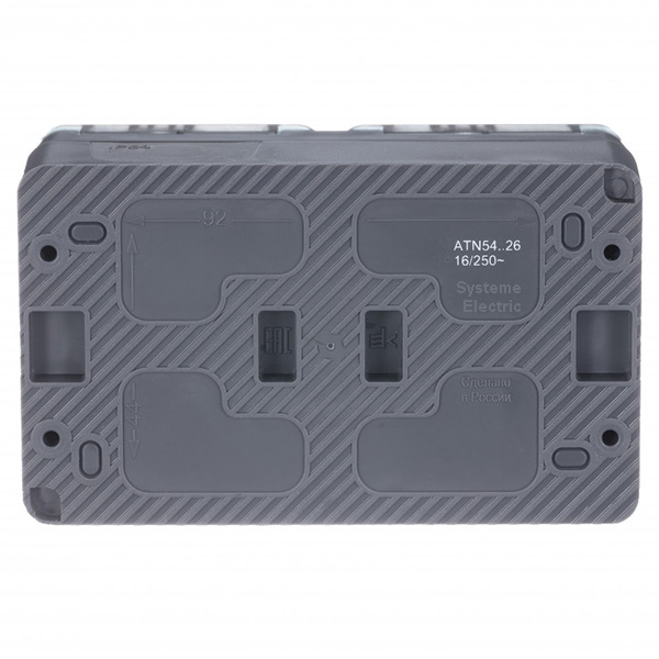 AtlasDesign Profi54 антрацит розетка открытая 2-мест шторки IP54 