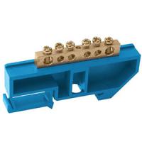 Шина нулевая 6*9 6групп DIN-изолятор синий на DIN-рейку IEK 