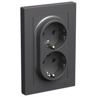 купить Атлас базальт розетка скрытая 2-мест заземление шторки IP20 в сборе в Йошкар-Оле Атлас базальт розетка скрытая 2-мест заземление шторки IP20 в сборе