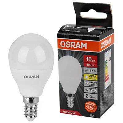 купить Лампа шар свд Е14 10Вт 3000К 800лм P45 матовый Osram LED Value black в Йошкар-Оле Лампа шар свд Е14 10Вт 3000К 800лм P45 матовый Osram LED Value black
