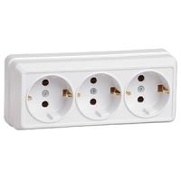 купить Октава белый розетка открытая 3-мест заземление IP20  в Йошкар-Оле Октава белый розетка открытая 3-мест заземление IP20