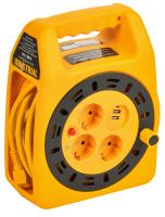 Удлинитель 3-мест 15м ПВС 3*1,5 желтый катушка IP44 IEK + USBх2 LED