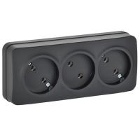 купить Глори черный розетка открытая 3-мест IP20  в Йошкар-Оле Глори черный розетка открытая 3-мест IP20