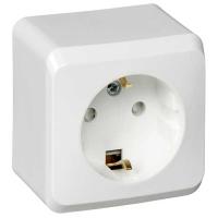 купить Этюд белый розетка открытая 1-мест заземление шторки IP20  в Йошкар-Оле Этюд белый розетка открытая 1-мест заземление шторки IP20