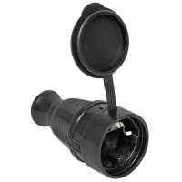 купить Розетка переносная 16А заземление черный каучук IP44 EKF  в Йошкар-Оле Розетка переносная 16А заземление черный каучук IP44 EKF