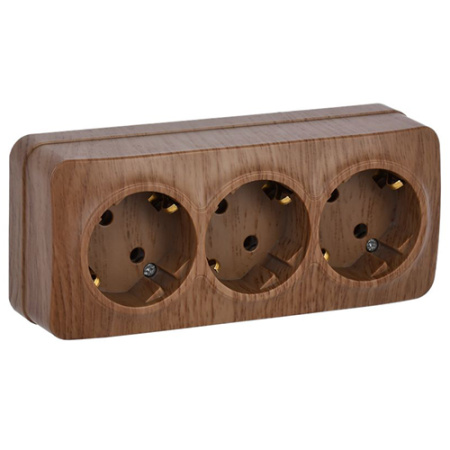 купить Глори дуб розетка открытая 3-мест заземление IP20 в Йошкар-Оле Глори дуб розетка открытая 3-мест заземление IP20