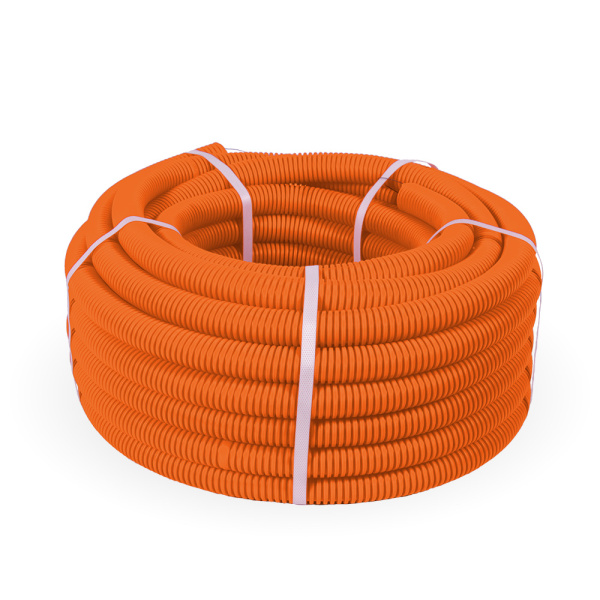 Труба гофра 20мм ПВХ 100м оранжевый ПРОМРУКАВ с протяжкой 