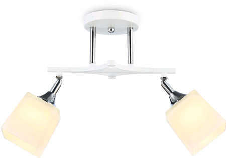 купить Светильник потолочный (люстра) 2*60Вт E27 белый/хром в Йошкар-Оле Светильник потолочный (люстра) 2*60Вт E27 белый/хром