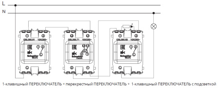 Глосса графит переключатель перекрестный 1кл скрытая 10А IP20 