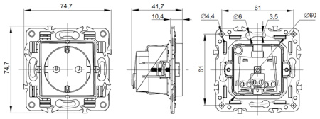 купить Сканди бежевый механизм розетки скрытая 1-мест заземление шторки IP44  в Йошкар-Оле Сканди бежевый механизм розетки скрытая 1-мест заземление шторки IP44