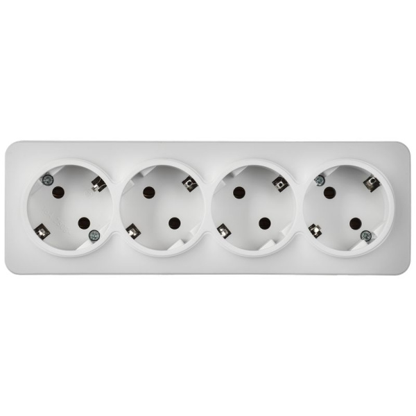 купить Глори белый розетка открытая 4-мест заземление IP20  в Йошкар-Оле Глори белый розетка открытая 4-мест заземление IP20