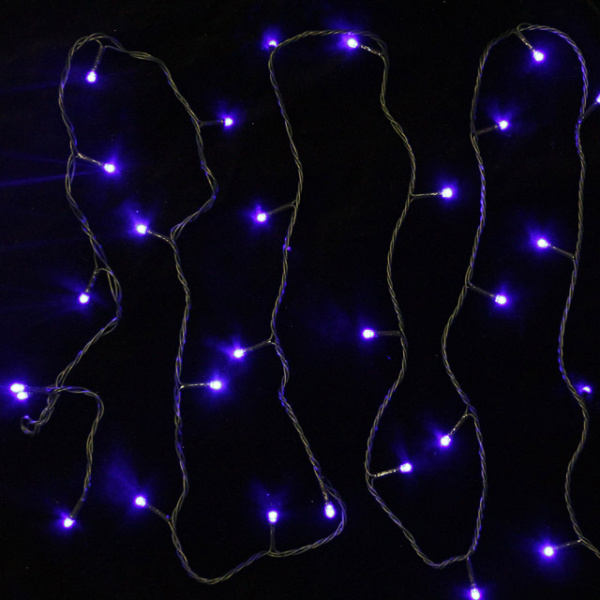 Гирлянда нить 20м синий 200свд с контроллером IP20 зеленый провод 8 режимов