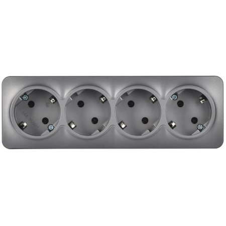 купить Глори сталь розетка открытая 4-мест заземление IP20  в Йошкар-Оле Глори сталь розетка открытая 4-мест заземление IP20