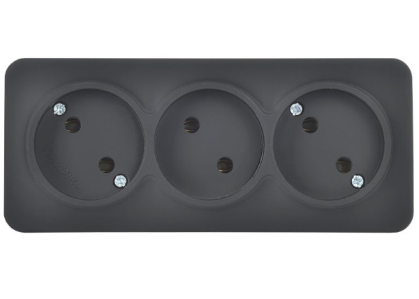 купить Глори черный розетка открытая 3-мест IP20  в Йошкар-Оле Глори черный розетка открытая 3-мест IP20