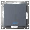 AtlasDesign грифель выключатель 2кл с подсветкой скрытая 10А IP20 