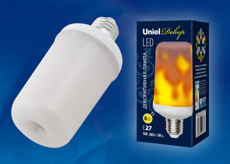Лампа свд LED-L60-6W/Flame/E27/PLD01WH Uniel