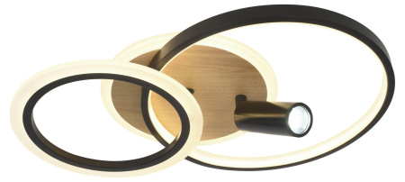 купить Светильник потолочный (люстра) свд 85Вт 3000К-6500К 6900лм черный/дерево пульт в Йошкар-Оле Светильник потолочный (люстра) свд 85Вт 3000К-6500К 6900лм черный/дерево пульт