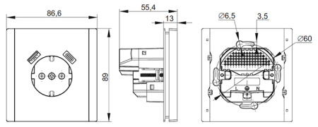 купить Фортепиано сталь розетка скрытая 1-мест заземление шторки USB IP20 18Вт в Йошкар-Оле Фортепиано сталь розетка скрытая 1-мест заземление шторки USB IP20 18Вт