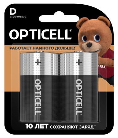 Батарейка D(R20,LR20) алкалиновая BL2 Opticell Basic 