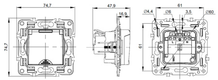 Сканди арктический белый механизм розетки скрытая 1-мест IP44 