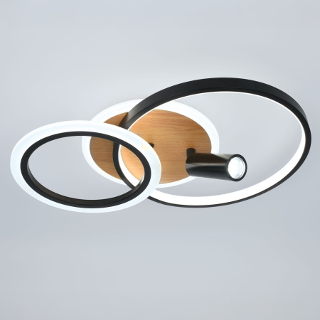 купить Светильник потолочный (люстра) свд 85Вт 3000К-6500К 6900лм черный/дерево пульт в Йошкар-Оле Светильник потолочный (люстра) свд 85Вт 3000К-6500К 6900лм черный/дерево пульт