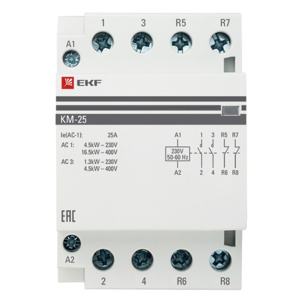 Контактор модульный 25А 220В 2НО 2НЗ 3мод КМ EKF PROxima