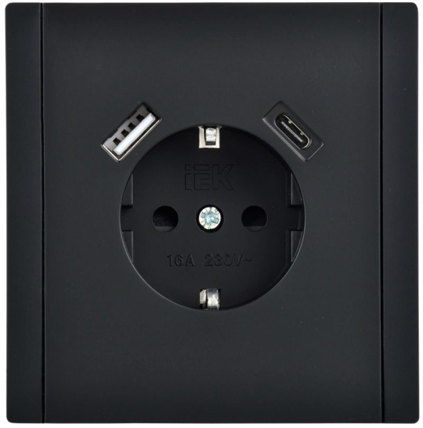 купить Фортепиано черный механизм розетки скрытая 1-мест заземление шторки USB IP20  в Йошкар-Оле Фортепиано черный механизм розетки скрытая 1-мест заземление шторки USB IP20