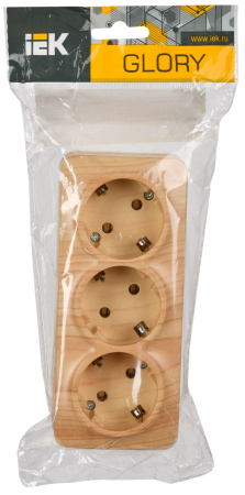 Глори сосна розетка открытая 3-мест заземление IP20 