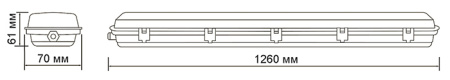 Светильник ДСП 1*1200мм прозрачный IP65 СПП-Т8-G13 INDUSTRY Gauss без ламп