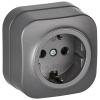 Глори сталь розетка открытая 1-мест заземление IP20 