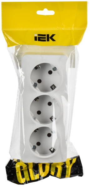 купить Глори белый розетка открытая 3-мест заземление IP20  в Йошкар-Оле Глори белый розетка открытая 3-мест заземление IP20