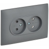 Сканди серый розетка скрытая 2-мест IP20 