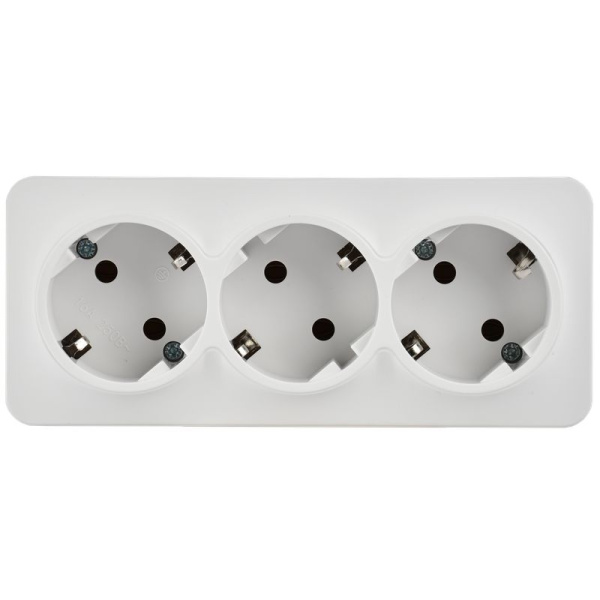 купить Глори белый розетка открытая 3-мест заземление IP20  в Йошкар-Оле Глори белый розетка открытая 3-мест заземление IP20