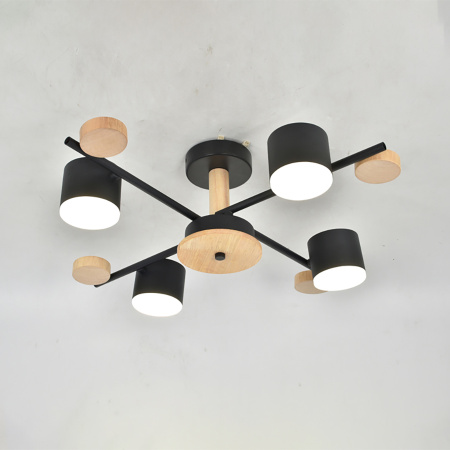 купить Светильник потолочный (люстра) 4*15Вт GX53 черный/дерево  в Йошкар-Оле Светильник потолочный (люстра) 4*15Вт GX53 черный/дерево