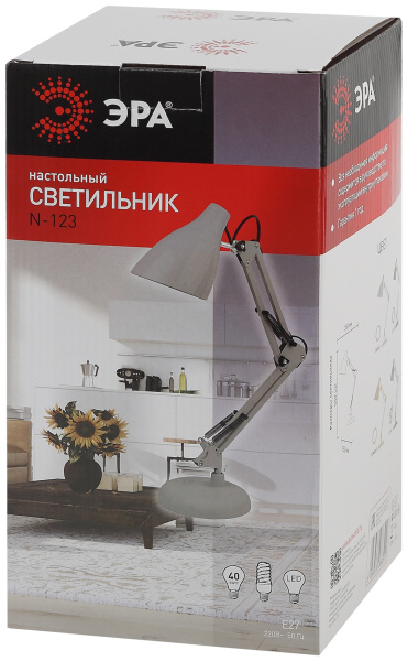 купить Светильник настольный 40Вт E27 серый подставка ЭРА в Йошкар-Оле Светильник настольный 40Вт E27 серый подставка ЭРА