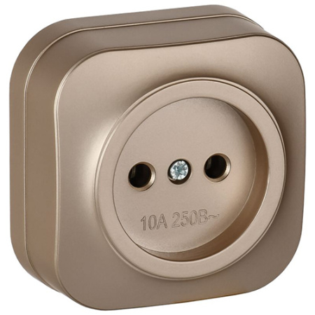 купить Глори шампань розетка открытая 1-мест IP20  в Йошкар-Оле Глори шампань розетка открытая 1-мест IP20