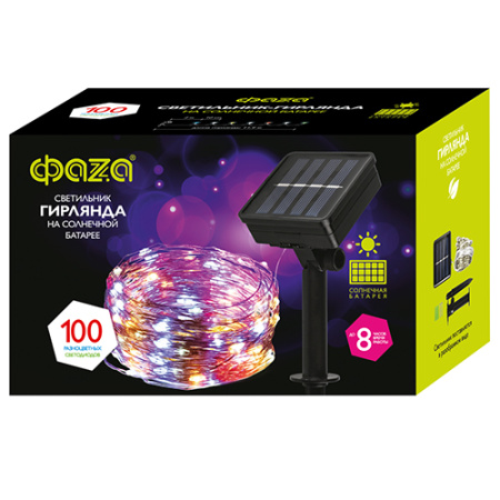 купить Гирлянда свд на солнечной батарее 11900мм IP55 роса 100свд RGB 8 режимов в Йошкар-Оле Гирлянда свд на солнечной батарее 11900мм IP55 роса 100свд RGB 8 режимов