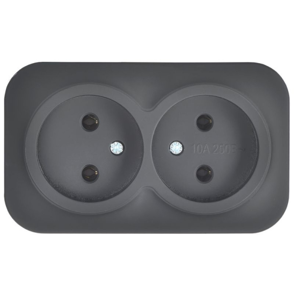 купить Глори черный розетка открытая 2-мест IP20  в Йошкар-Оле Глори черный розетка открытая 2-мест IP20