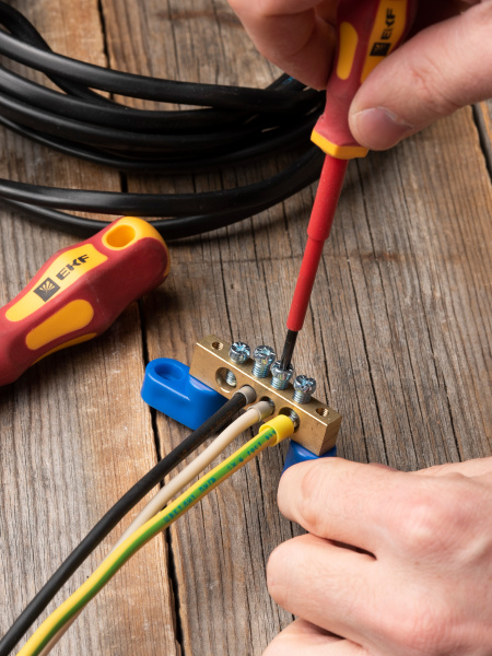 купить Шина нулевая 8*12 4групп 2 угловых изолятора синий винтовой по краям EKF  в Йошкар-Оле Шина нулевая 8*12 4групп 2 угловых изолятора синий винтовой по краям EKF