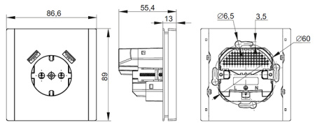 купить Фортепиано белый розетка скрытая 1-мест заземление шторки USB А+А IP20  в Йошкар-Оле Фортепиано белый розетка скрытая 1-мест заземление шторки USB А+А IP20