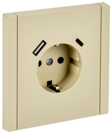 Фортепиано ваниль розетка скрытая 1-мест заземление шторки USB IP20 