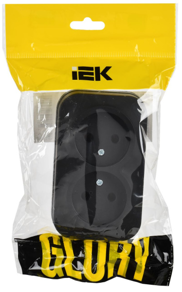 купить Глори черный розетка открытая 2-мест IP20  в Йошкар-Оле Глори черный розетка открытая 2-мест IP20