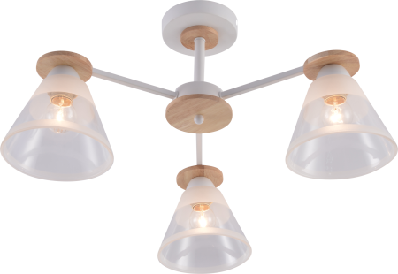 купить Светильник потолочный (люстра) 3*60Вт E27 белый/дерево  в Йошкар-Оле Светильник потолочный (люстра) 3*60Вт E27 белый/дерево